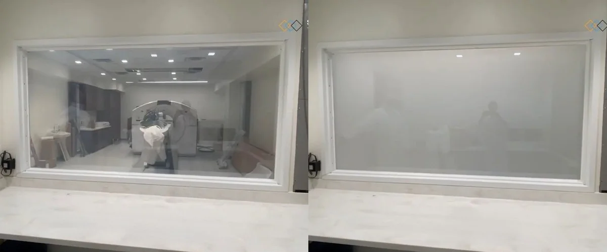Modern medical facility interiors with privacy glass