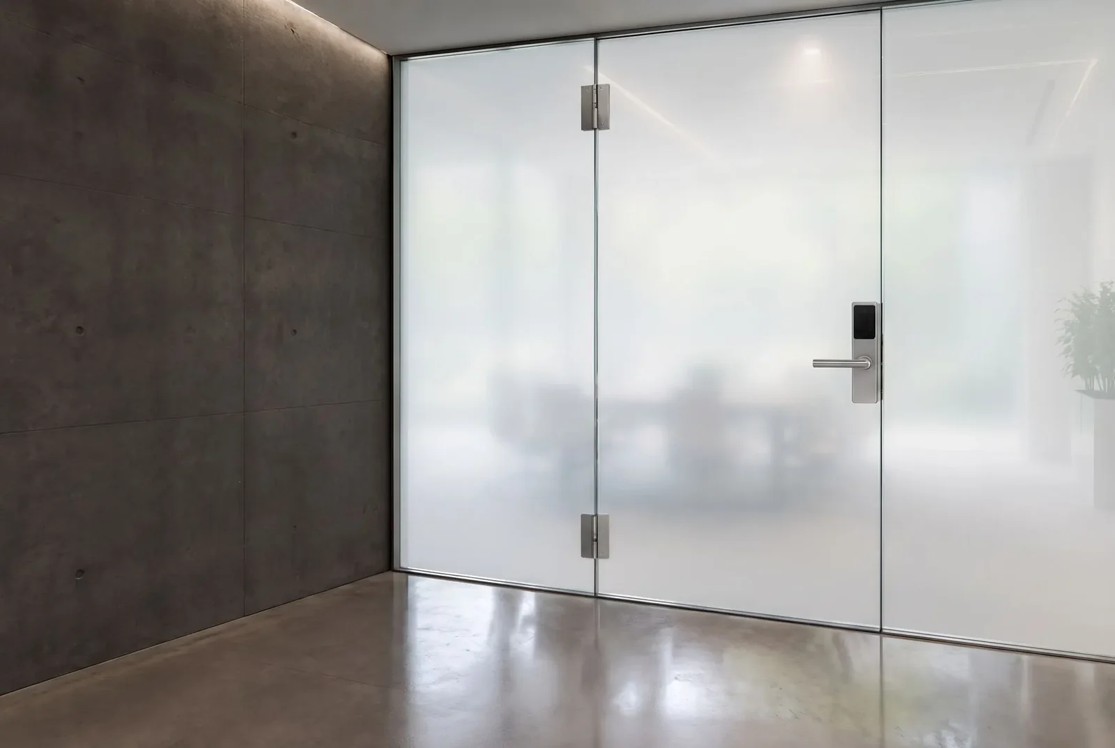 The same office with frosted privacy glass