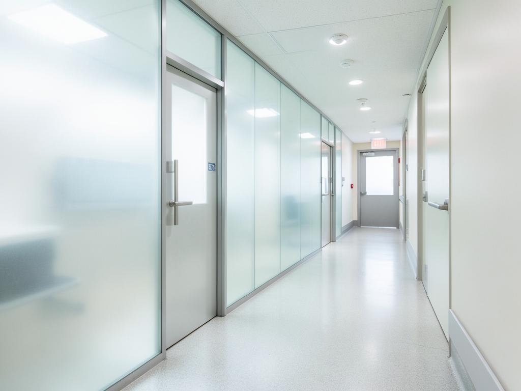 Switchable smart glass installed in a healthcare facility
